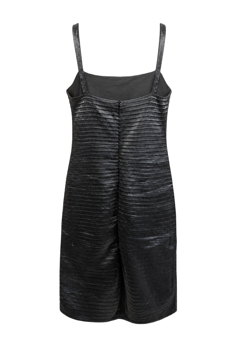 1990s Silver Synthetic Blend Shift Dress - Back View