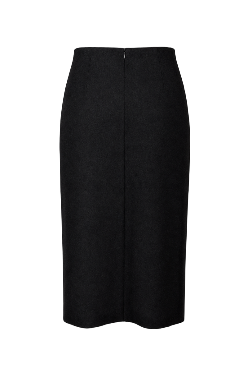 1990s Black Wool Blend Skirt - Back View