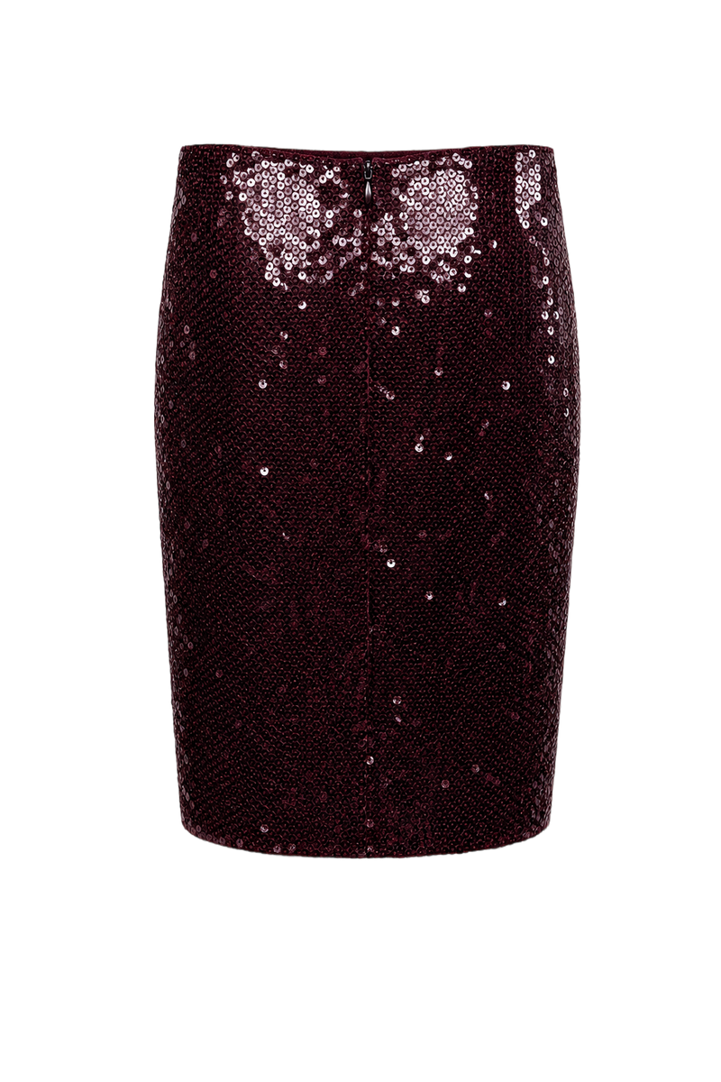 1970s Burgundy Synthetic Blend Skirt - Back View