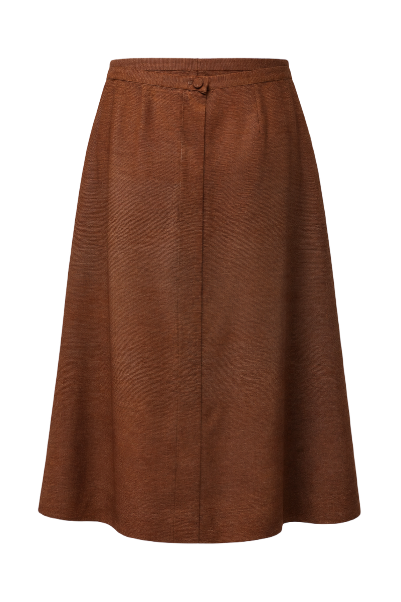 1970s Brown Synthetic Blend Skirt - Back View