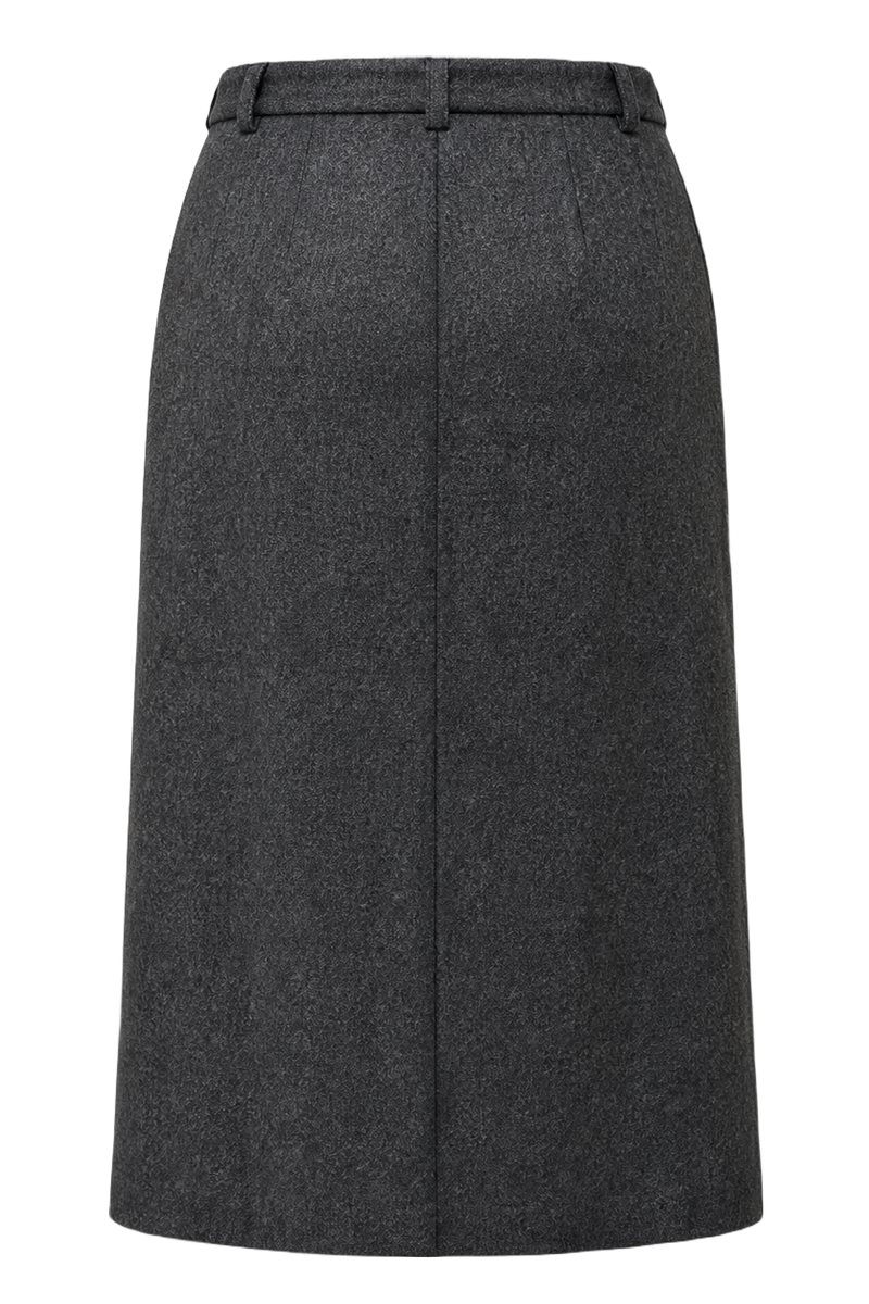 1970s Grey Synthetic Blend Skirt - Back View