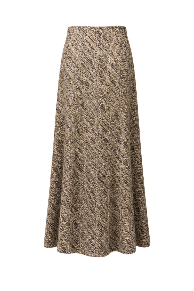 1970s Beige Wool Blend Skirt - Back View