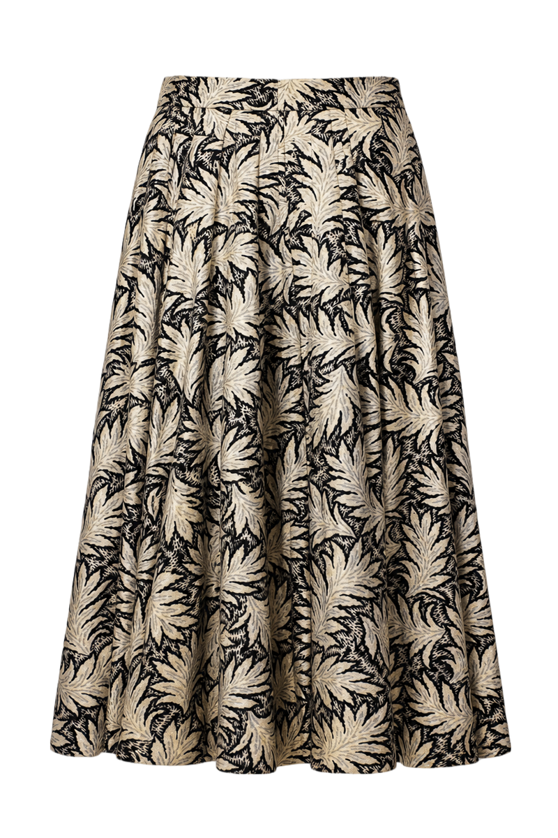 1970s Cream Floral Print Synthetic Skirt - Back View