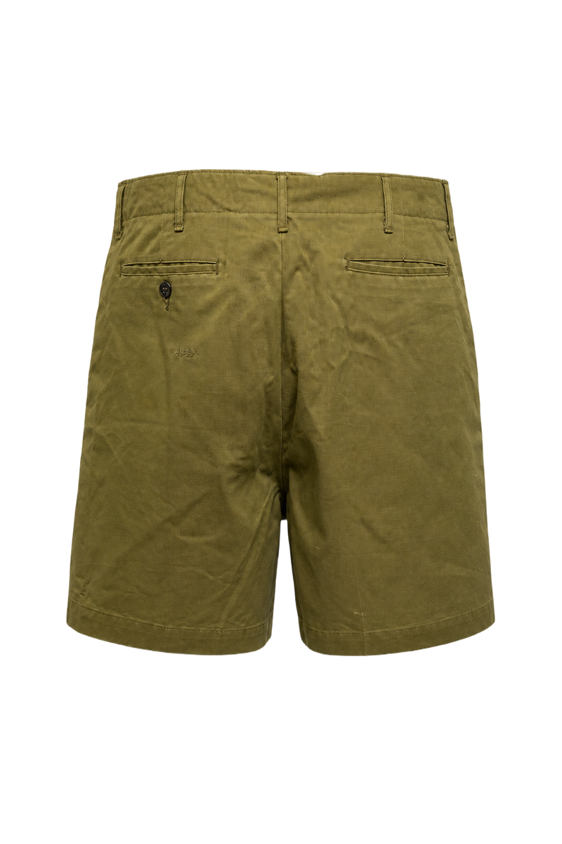 1940s Olive Green Cotton Blend Shorts - Back View