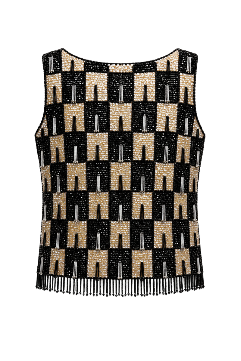 1950s Black Synthetic Tank Top - Back View