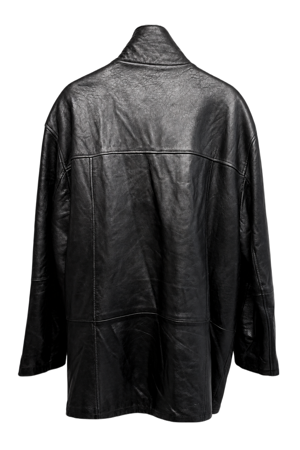 1990s Black Leather Jacket - Back View