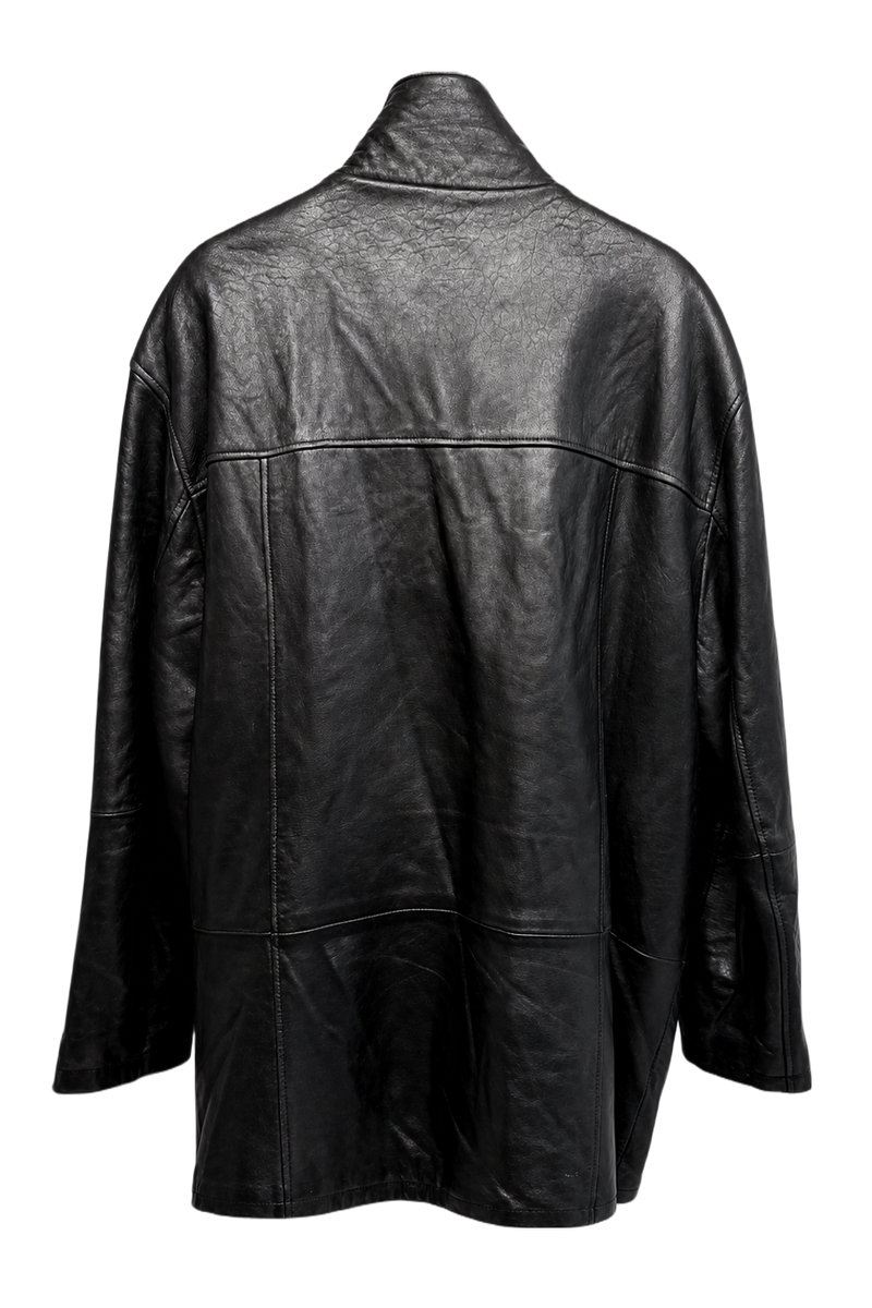 1990s Black Leather Jacket - Back View