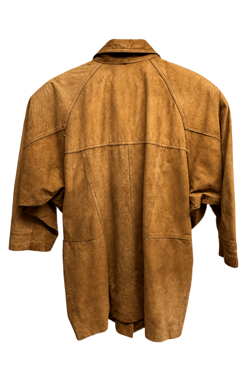 1980s Tan Leather Jacket - Back View