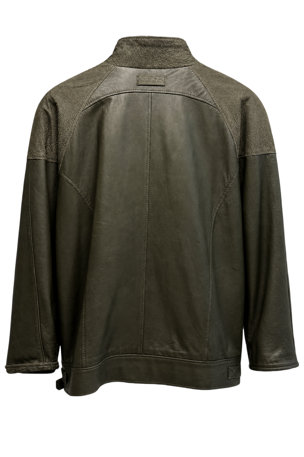 1990s Dark Green Leather Jacket - Back View