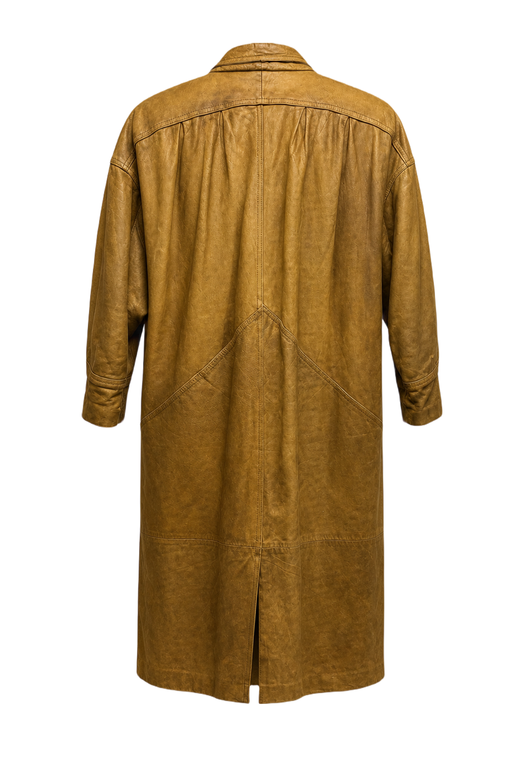 1990s Tan Leather Coat - Back View