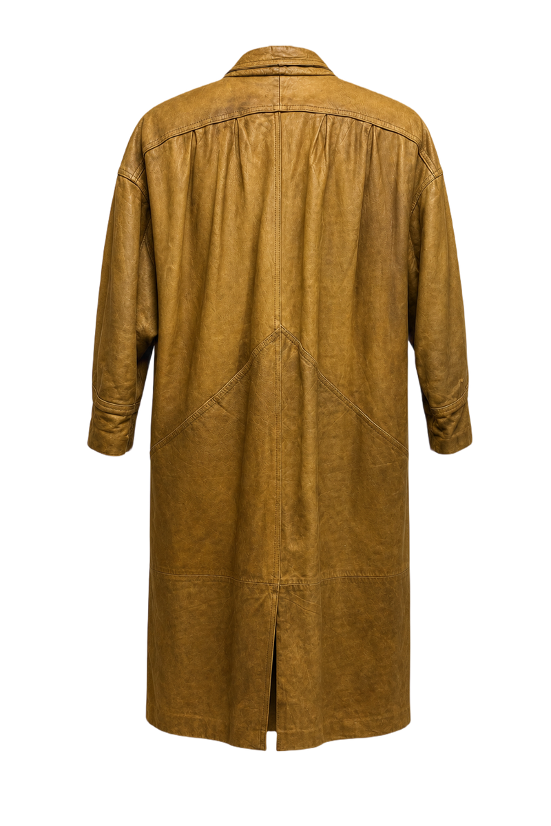 1990s Tan Leather Coat - Back View