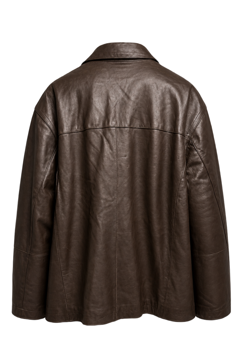 1990s Brown Leather Jacket - Back View
