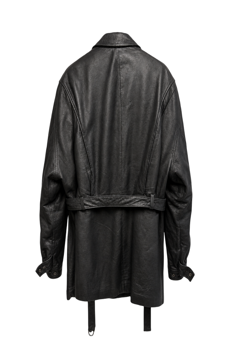 1990s Black Leather Jacket - Back View