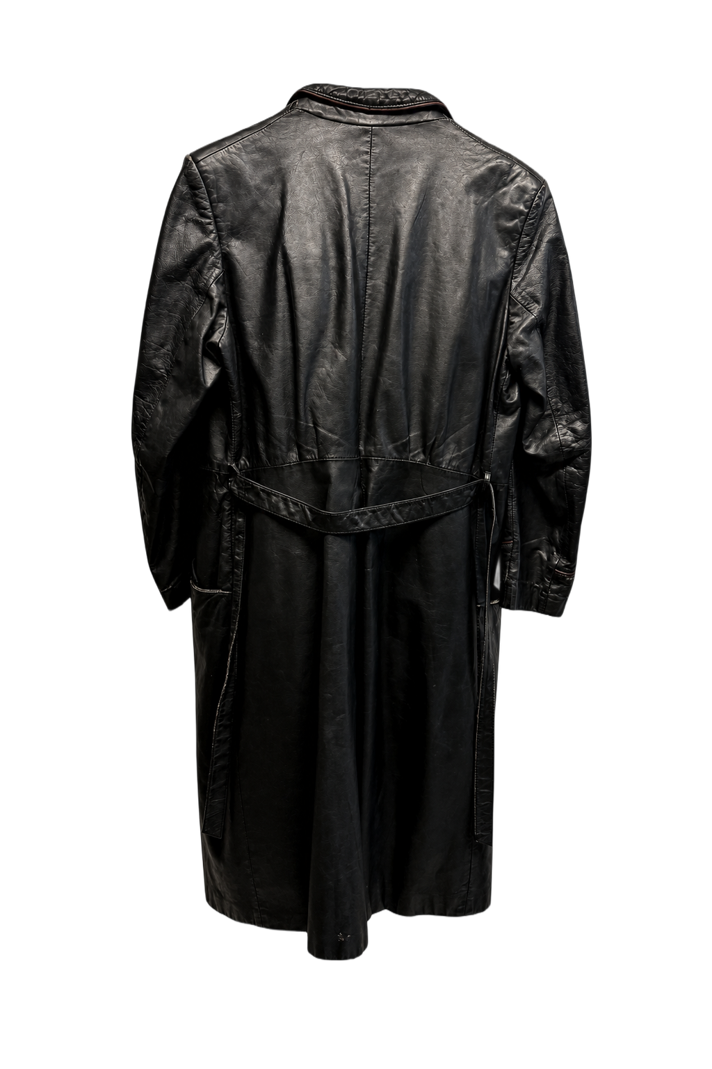 1980s Black Leather Leather Coat - Back View