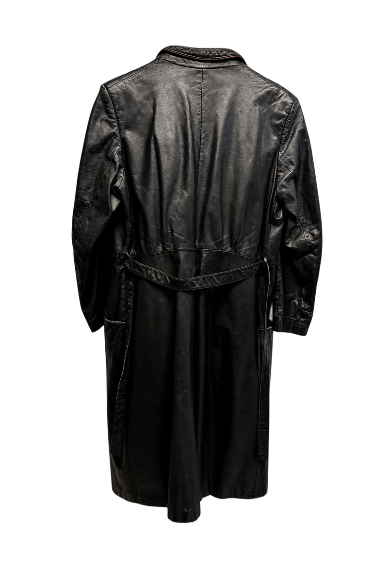 1980s Black Leather Leather Coat - Back View