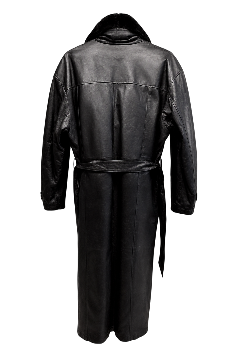 1980s Black Leather Coat - Back View