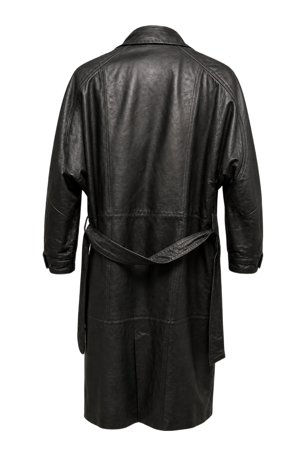 1990s Black Leather Coat - Back View