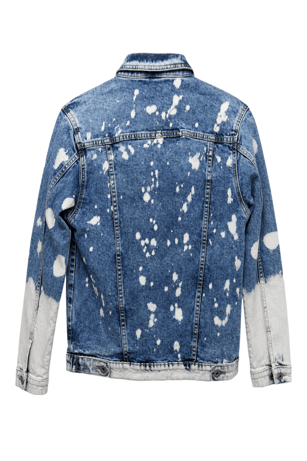 1990s Blue Denim Acid Wash Denim Jacket - Back View