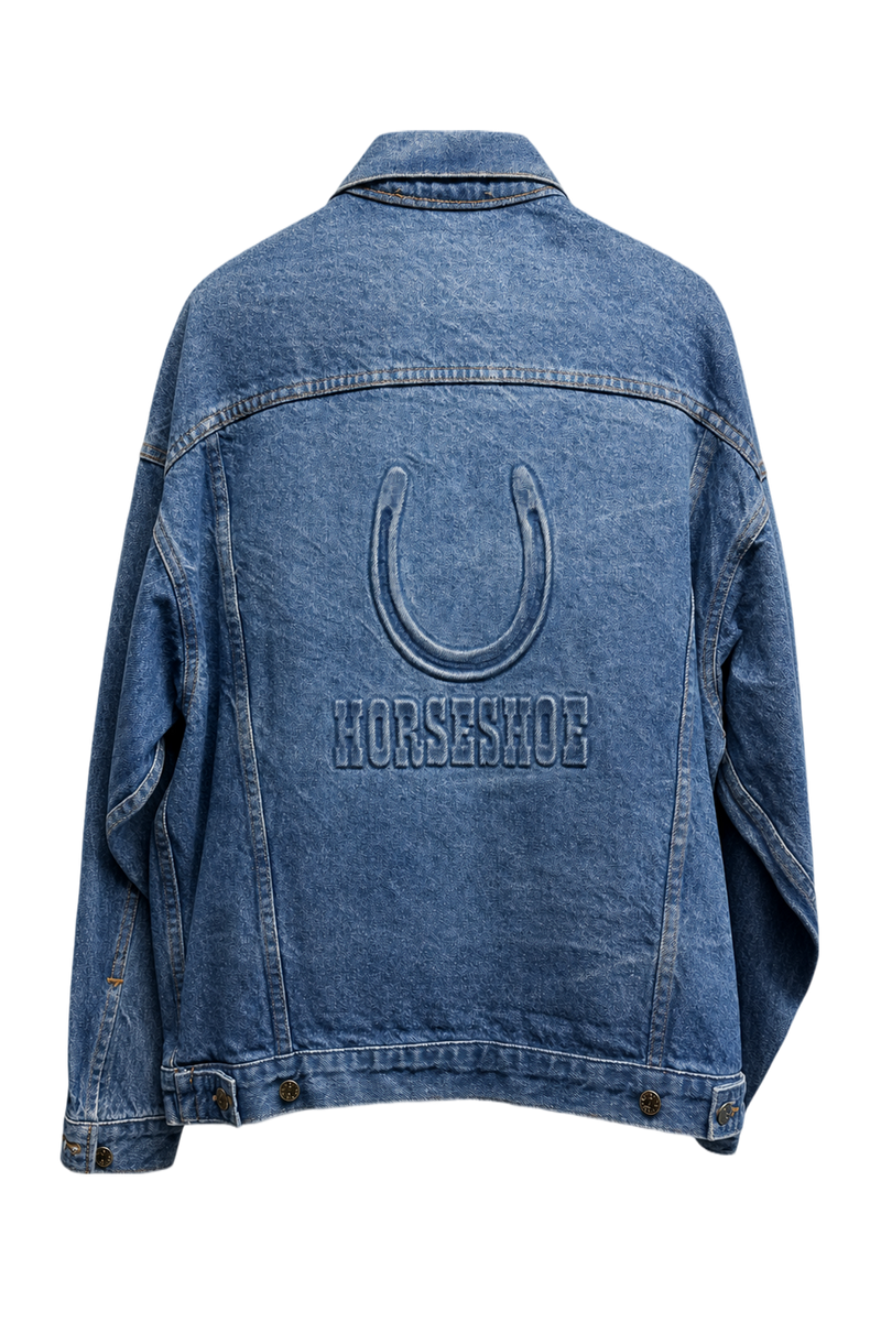 1990s Blue Denim Cotton Denim Jacket - Back View