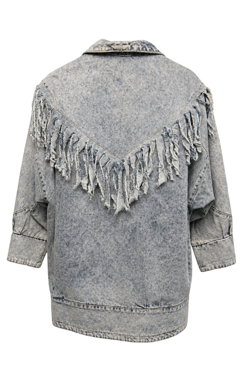 1980s Light Blue Denim Jacket - Back View