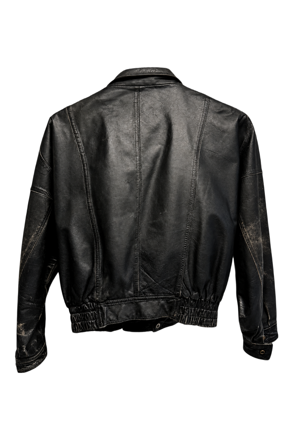 1990s Black Leather Jacket - Back View