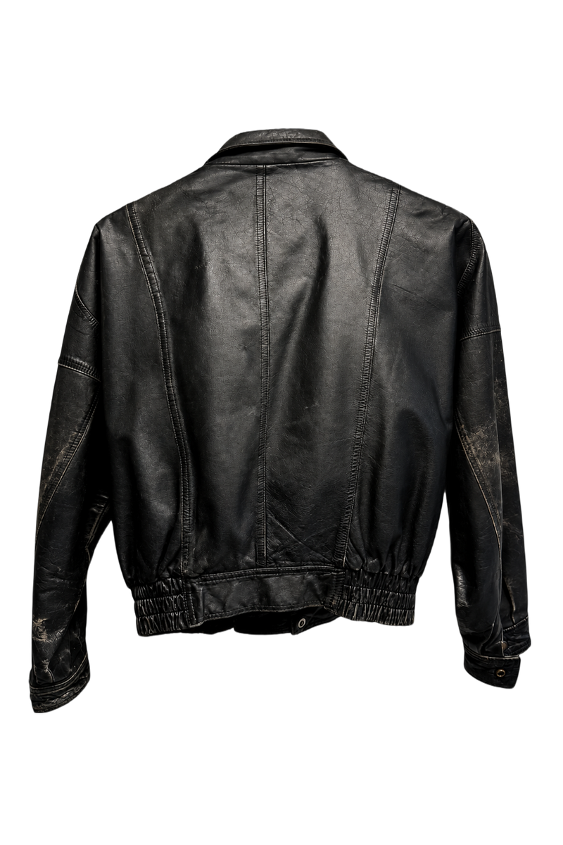 1990s Black Leather Jacket - Back View