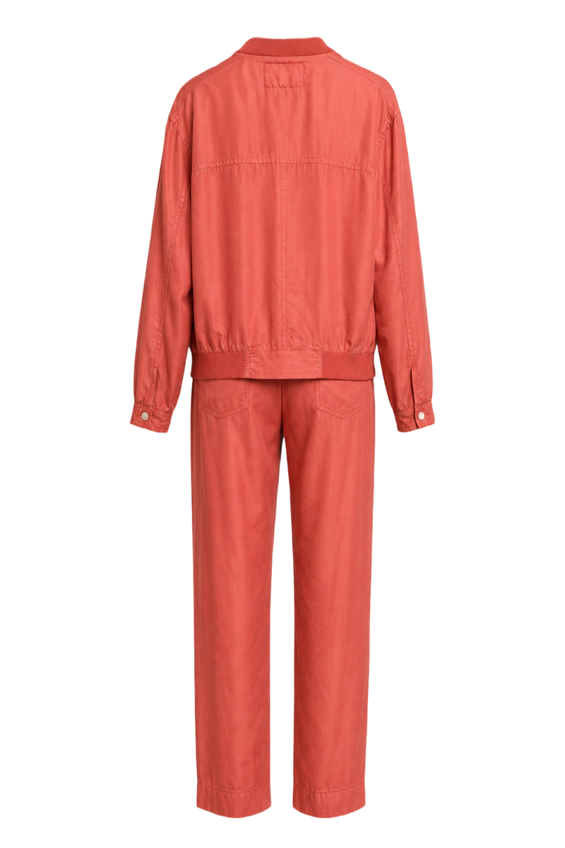1980s Coral Silk Blend 2-Piece Set - Back View