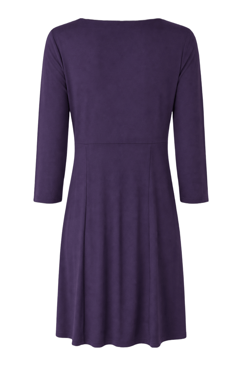 1990s Deep Purple Polyester Dress - Back View
