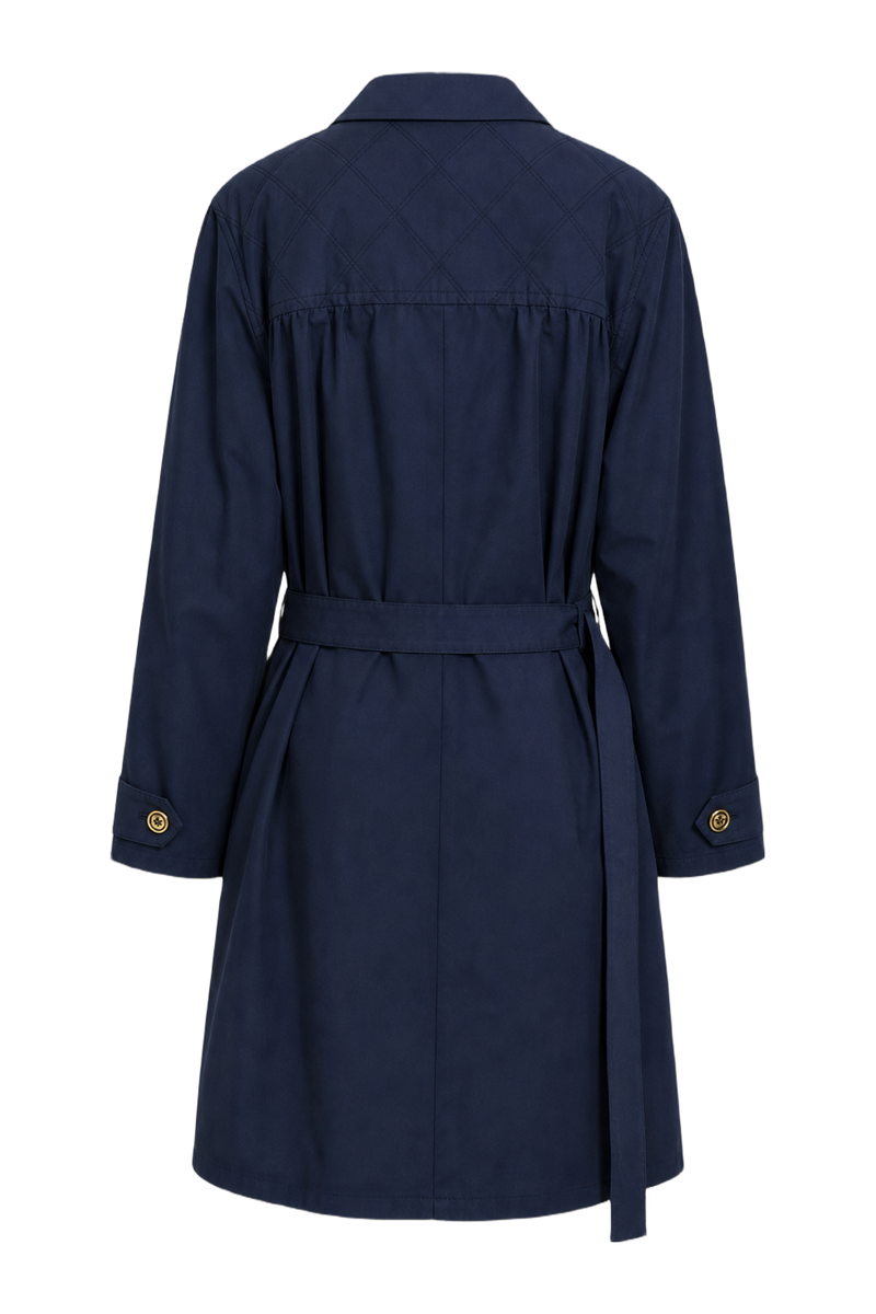 1970s Navy Blue Cotton Blend Coat - Back View