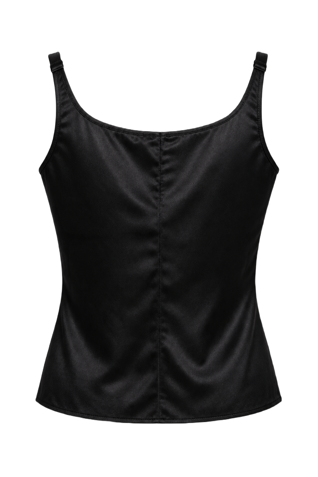 1990s Black Satin Tank Top - Back View