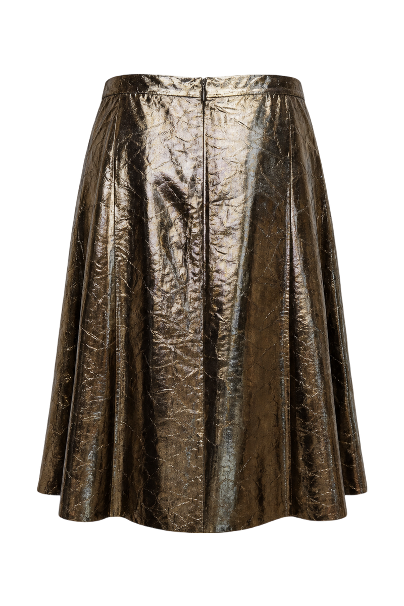 1990s Gold Synthetic Skirt - Back View