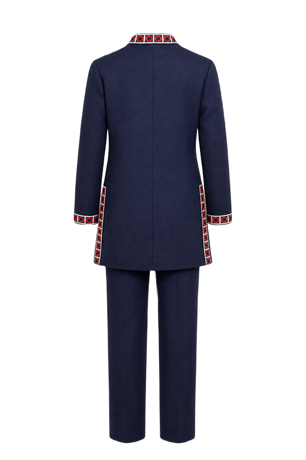 1970s Navy Blue Wool Tunic Set - Back View
