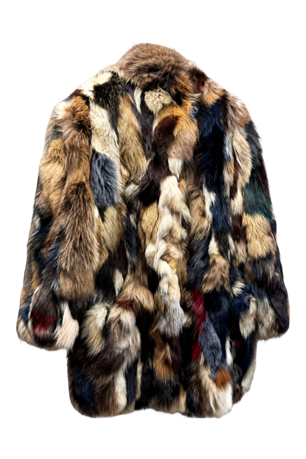1980s Multicolor Fur Coat - Back View