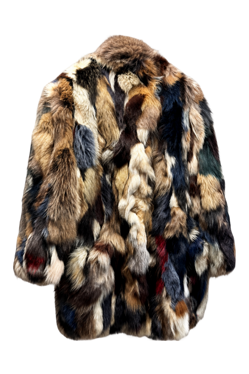 1980s Multicolor Fur Coat - Back View