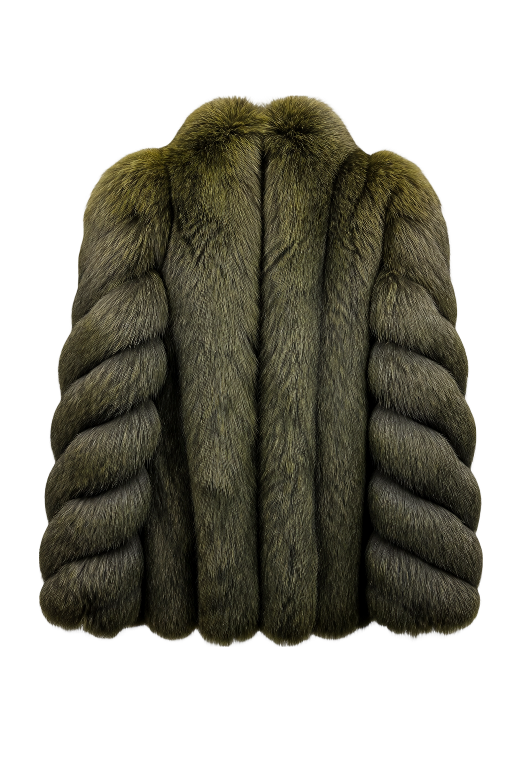 1980s Olive Green Fur Coat - Back View