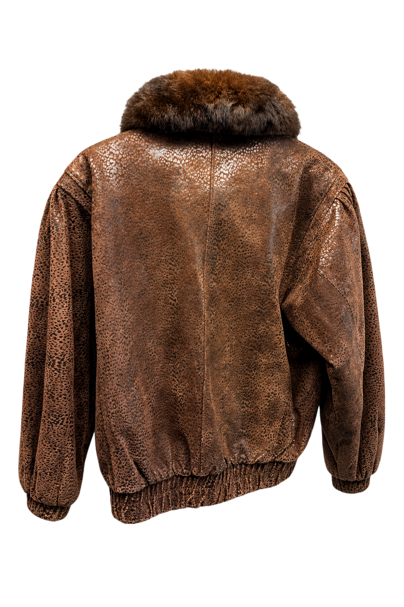 1980s Brown Leather Jacket - Back View
