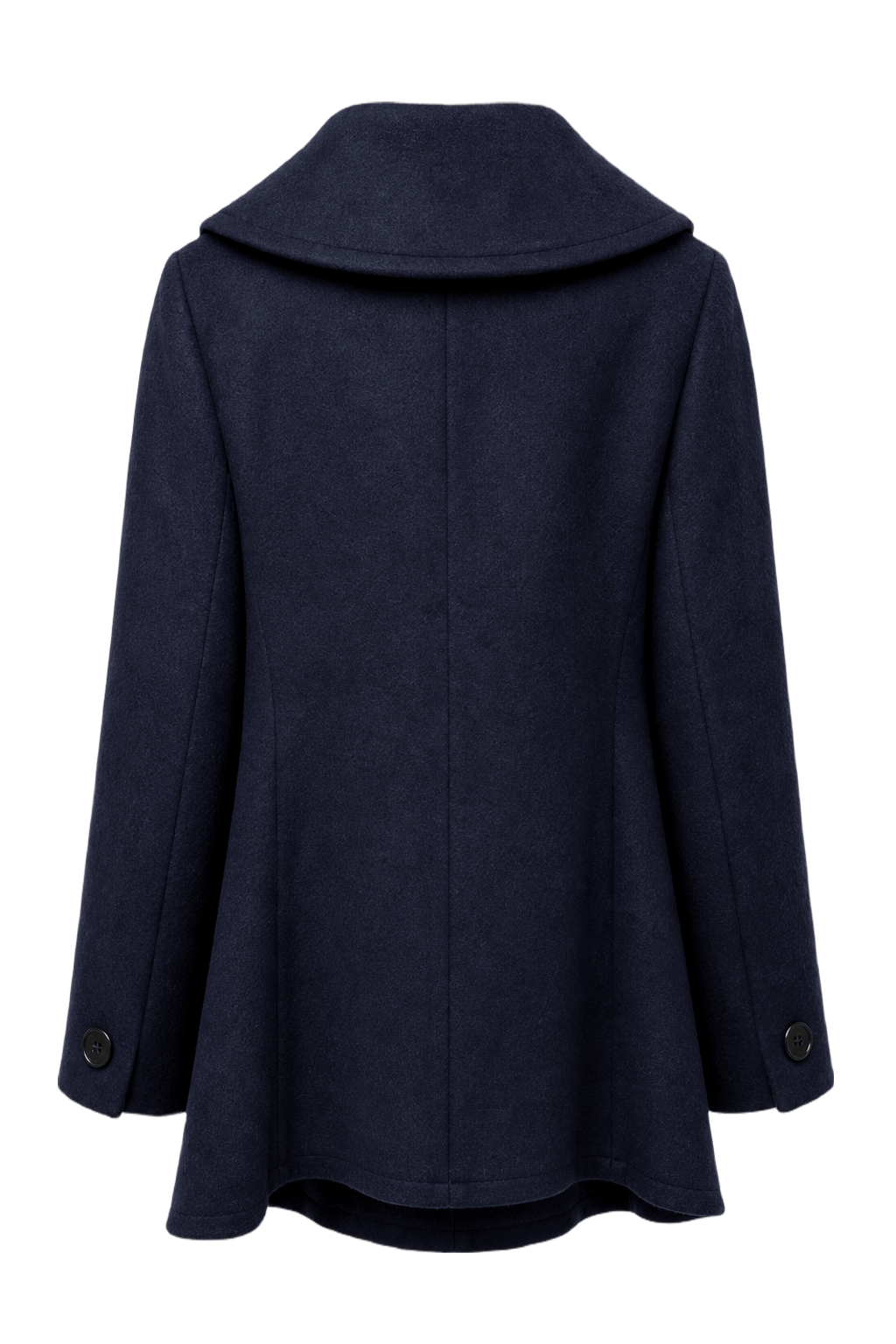 1980s Navy Blue Wool Coat - Back View