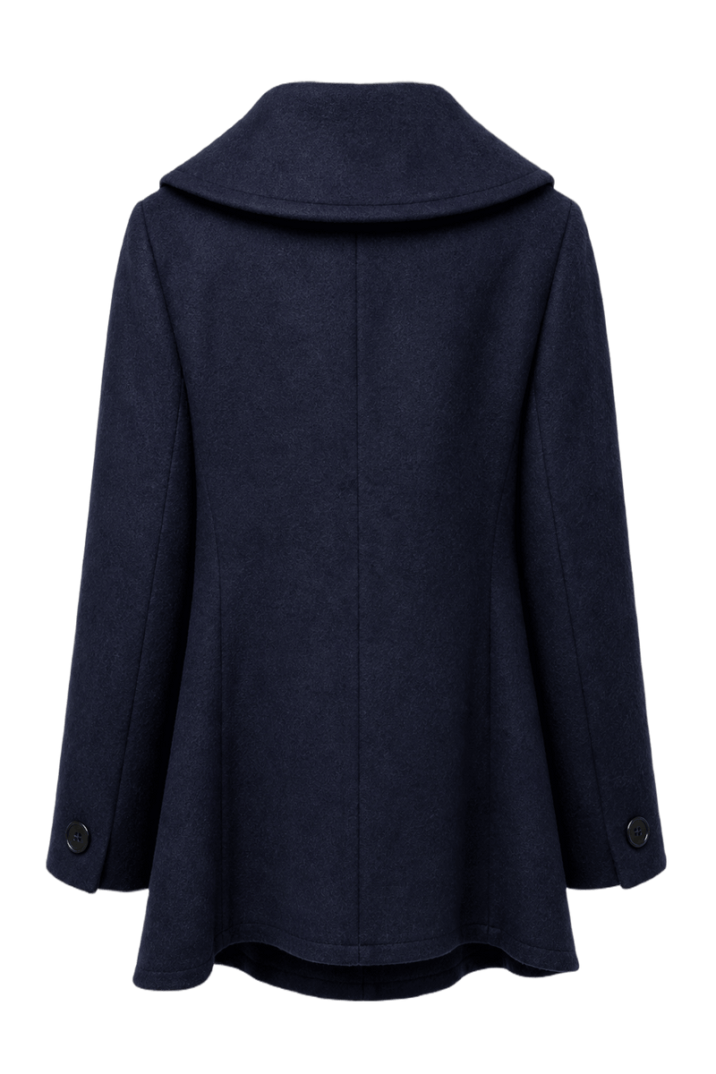 1980s Navy Blue Wool Coat - Back View