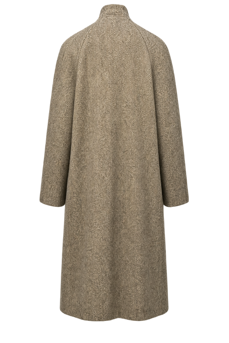1980s Beige Wool Coat - Back View