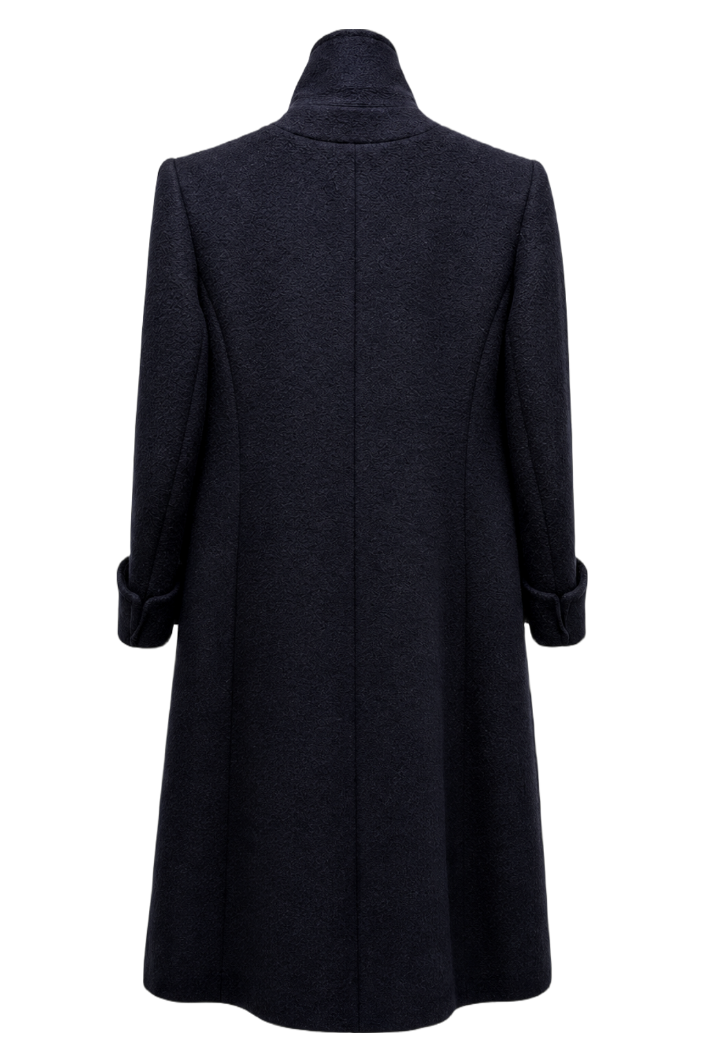 1980s Navy Blue Wool Coat - Back View