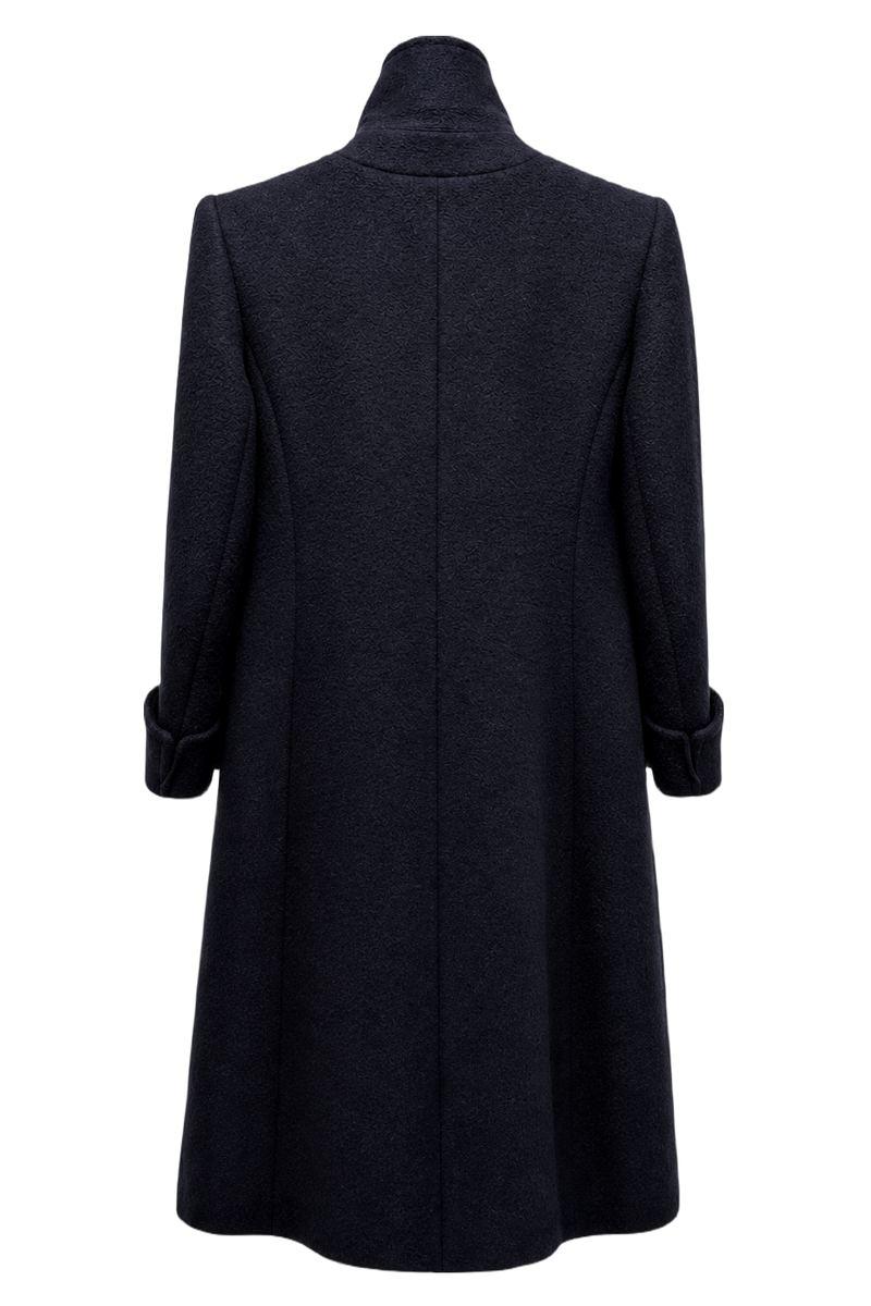 1980s Navy Blue Wool Coat - Back View