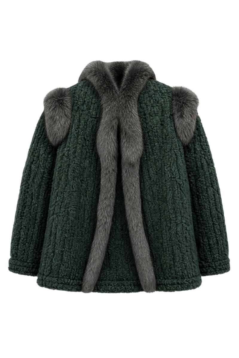 1980s Emerald Green Fur Coat - Back View