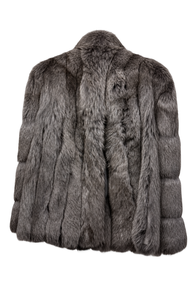 1980s Gray Fur Coat - Back View