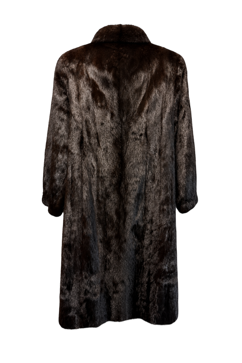 1980s Dark Brown Fur Coat - Back View