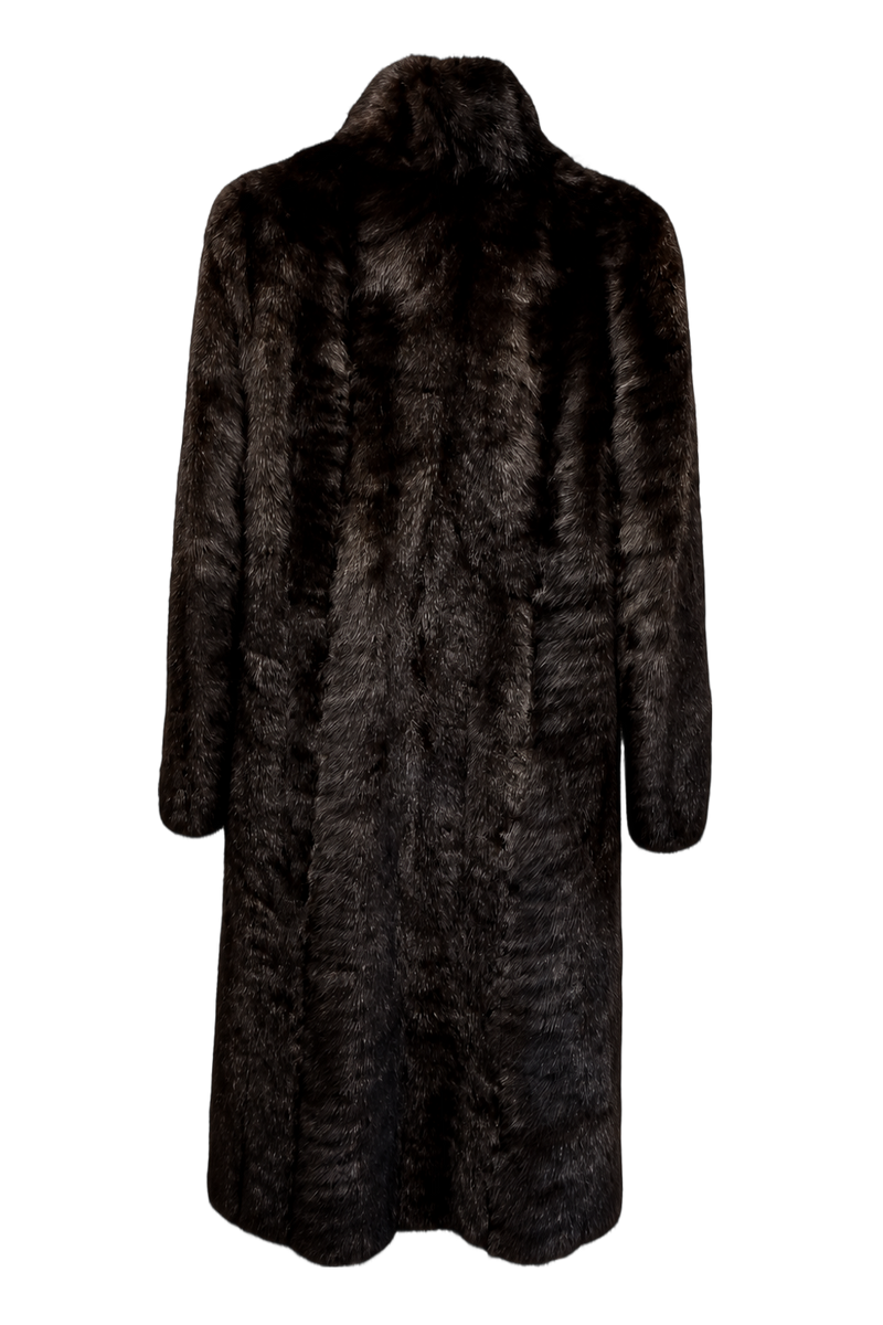 1980s Dark Brown Fur Coat - Back View