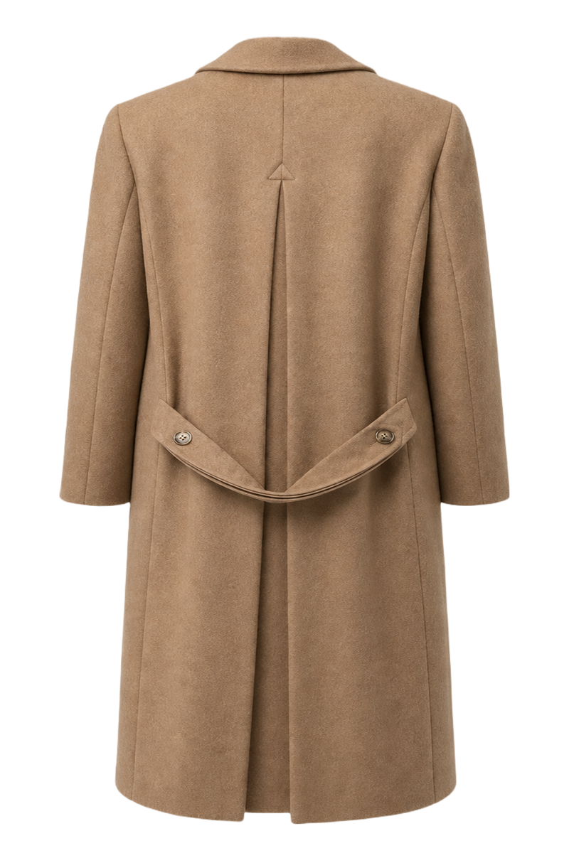 1980s Beige Wool Coat - Back View