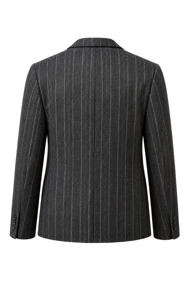 1980s Charcoal Grey Wool Blazer - Back View