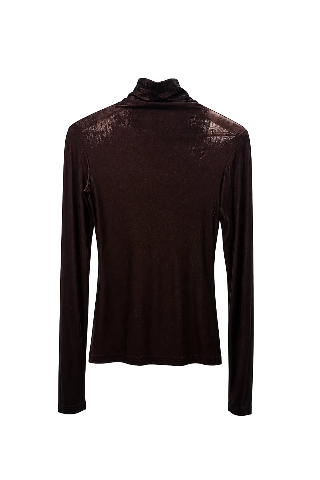1990s Deep Burgundy Velvet Turtleneck - Back View