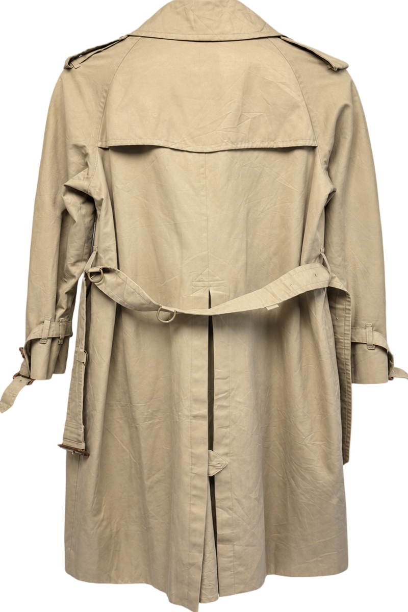 1980s Khaki Cotton Trench Coat - Back View