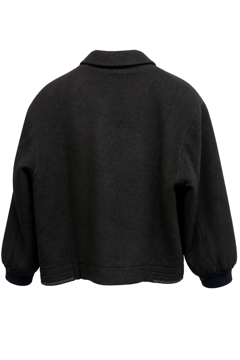 1980s Dark Grey Wool Jacket - Back View